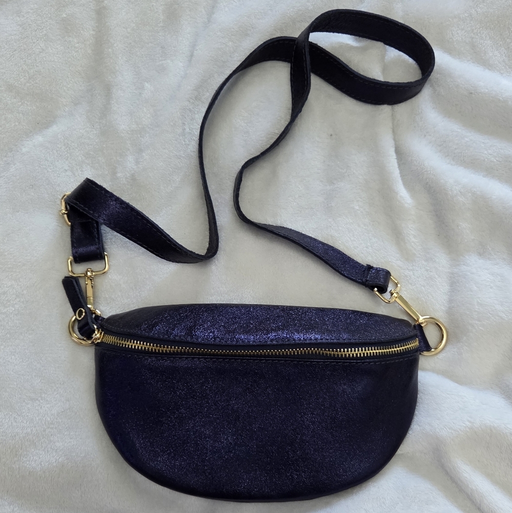 Tourance Fanny Bag Metallic Leather Indigo